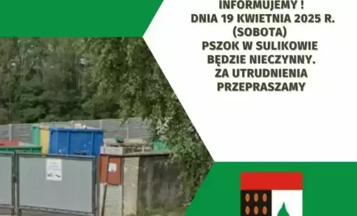 PSZOK 19 kwietnia nieczynny