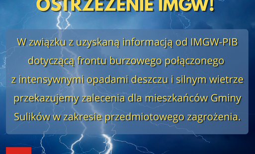 Zdjęcie do UWAGA &ndash; OSTRZEŻENIE METEOROLOGICZNE I HYDROLOGICZNE