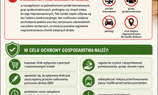 Apel informacyjny skierowany do hodowców drobiu, przygotowany przez Dolnośląskiego Wojewódzkiego Lekarza Weterynarii