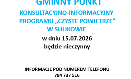 Zdjęcie do Punkt Konsultacyjno-Informacyjny Programu &bdquo;Czyste Powietrze&rdquo; nieczynny 15 lipca 2026 r.