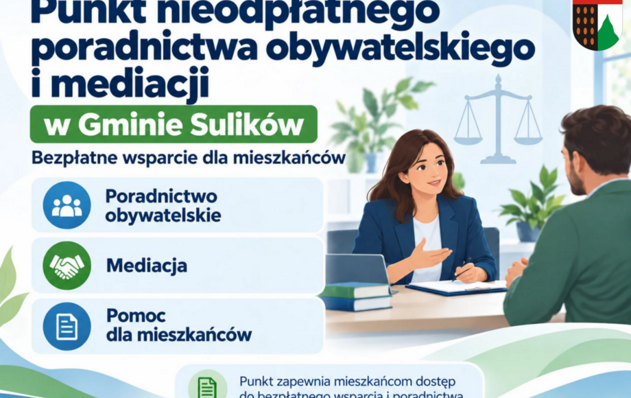 Punkt nieodpłatnego poradnictwa obywatelskiego i mediacji w Sulikowie
